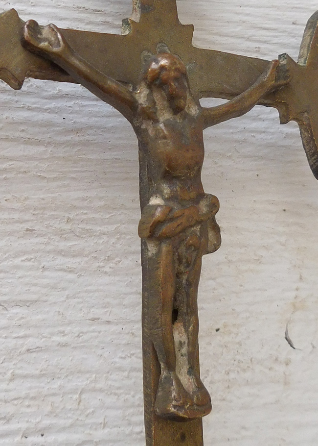 フランスアンティーク真鍮製イエスキリスト十字架像